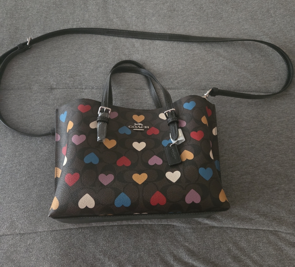 Coach Black Tote with Multicolor Heart Design